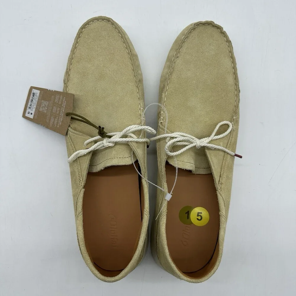 OluKai Ka'a Driver Golden Sand Suede Loafer Boat Slide Shoes Men's Size 15 NWOB